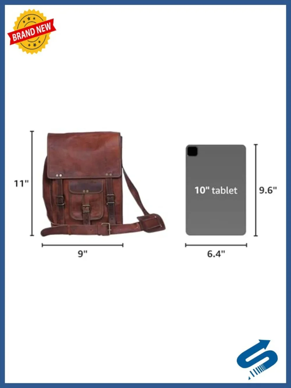 Leather Crossbody Messenger Satchel Tablet Bag 11 inches